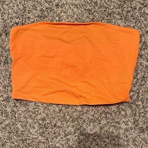 Orange Ribbed Tube Top